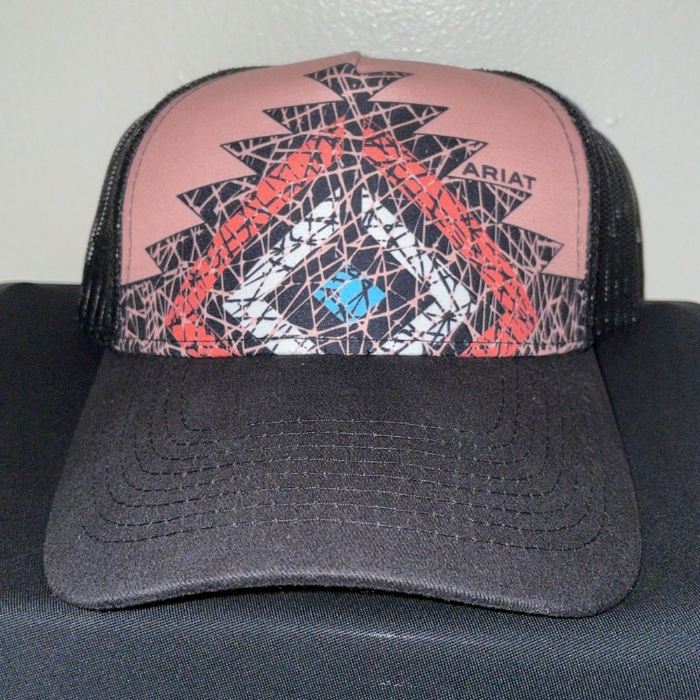 Ariat Pink and Black Geometric Trucker Hat